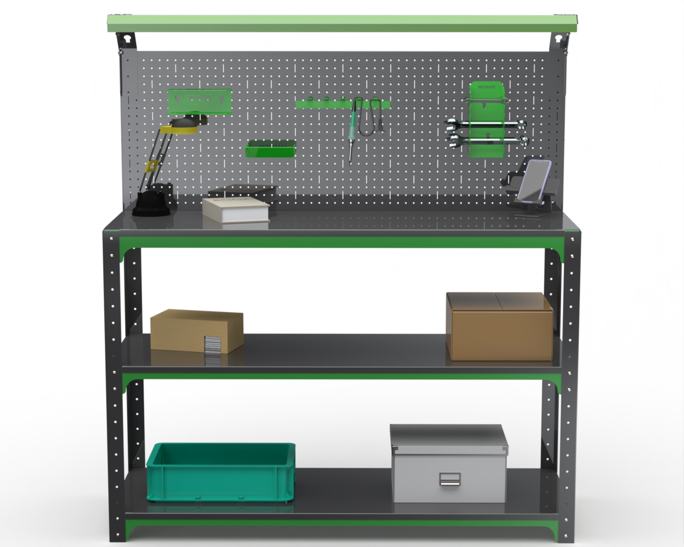 Стол-верстак Metalex серия KIT 950х1300х400 2-е полки, панель, освещение, серо-зеленый
Стол-верстак Metalex серия KIT 950х1300х400 2-е полки, панель, освещение, серо-зеленый