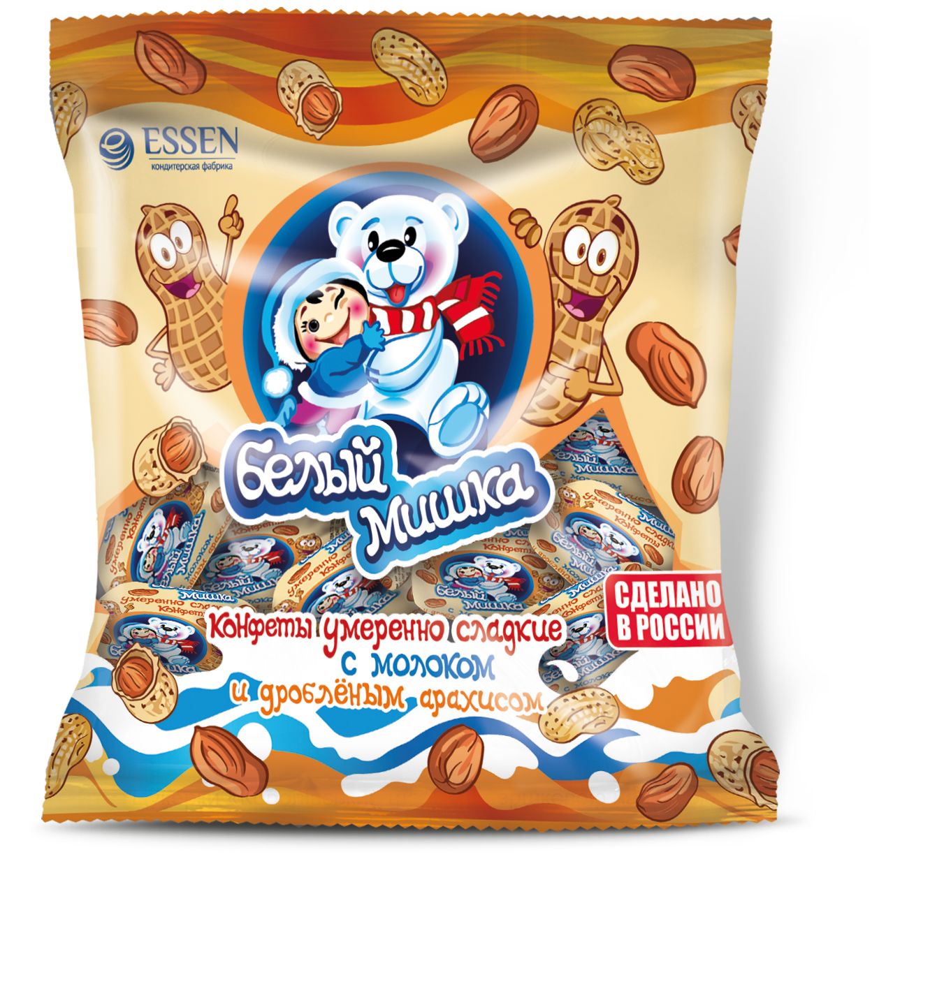 Конфеты жевательные Essen Белый Мишка неглазированные с дробленым арахисом, 500 г, весовые 500 грамм
Конфеты жевательные Essen Белый Мишка неглазированные с дробленым арахисом, 500 г, весовые 500 грамм