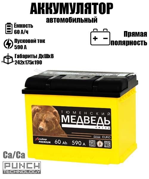 Аккумулятор для мотоцикла Тюменский Медведь 60.1 A/ч A 590 прямая полярность 9895, ТМ
Аккумулятор для мотоцикла Тюменский Медведь 60.1 A/ч A 590 прямая полярность 9895, ТМ