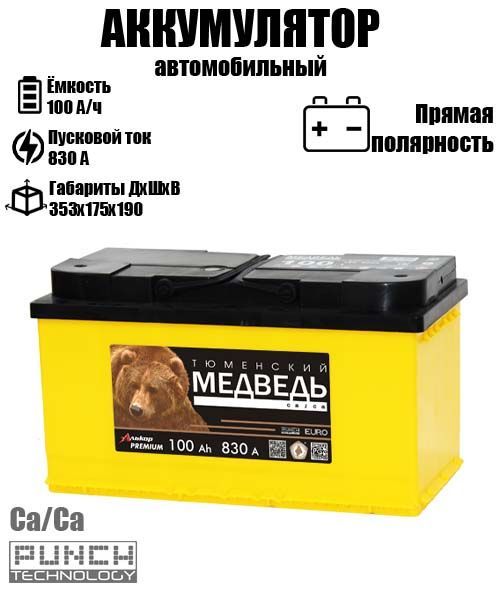 Аккумулятор для мотоцикла Тюменский Медведь 100.1 A/ч A 830 прямая полярность 5972, ТМ
Аккумулятор для мотоцикла Тюменский Медведь 100.1 A/ч A 830 прямая полярность 5972, ТМ