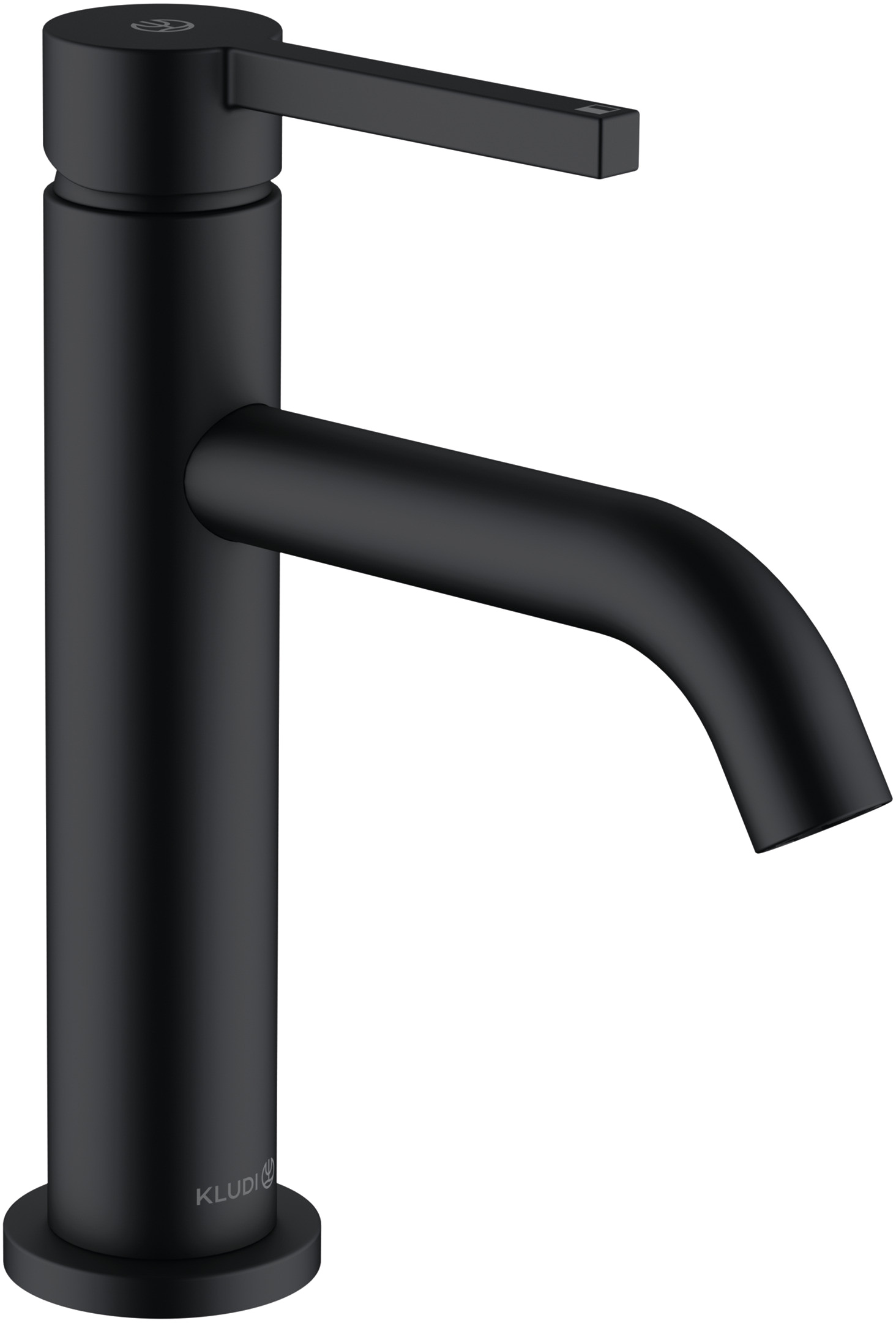 фото Смеситель для раковины kludi nova fonte pura 202883915 черный матовый, с донным клапаном