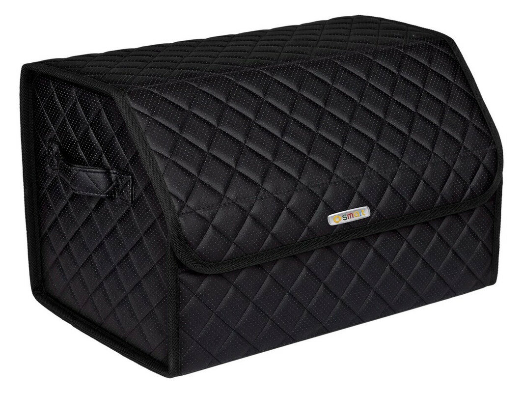 фото Сумка органайзер в багажник черная с черной нитью vicecar с лого smart (черный кант)