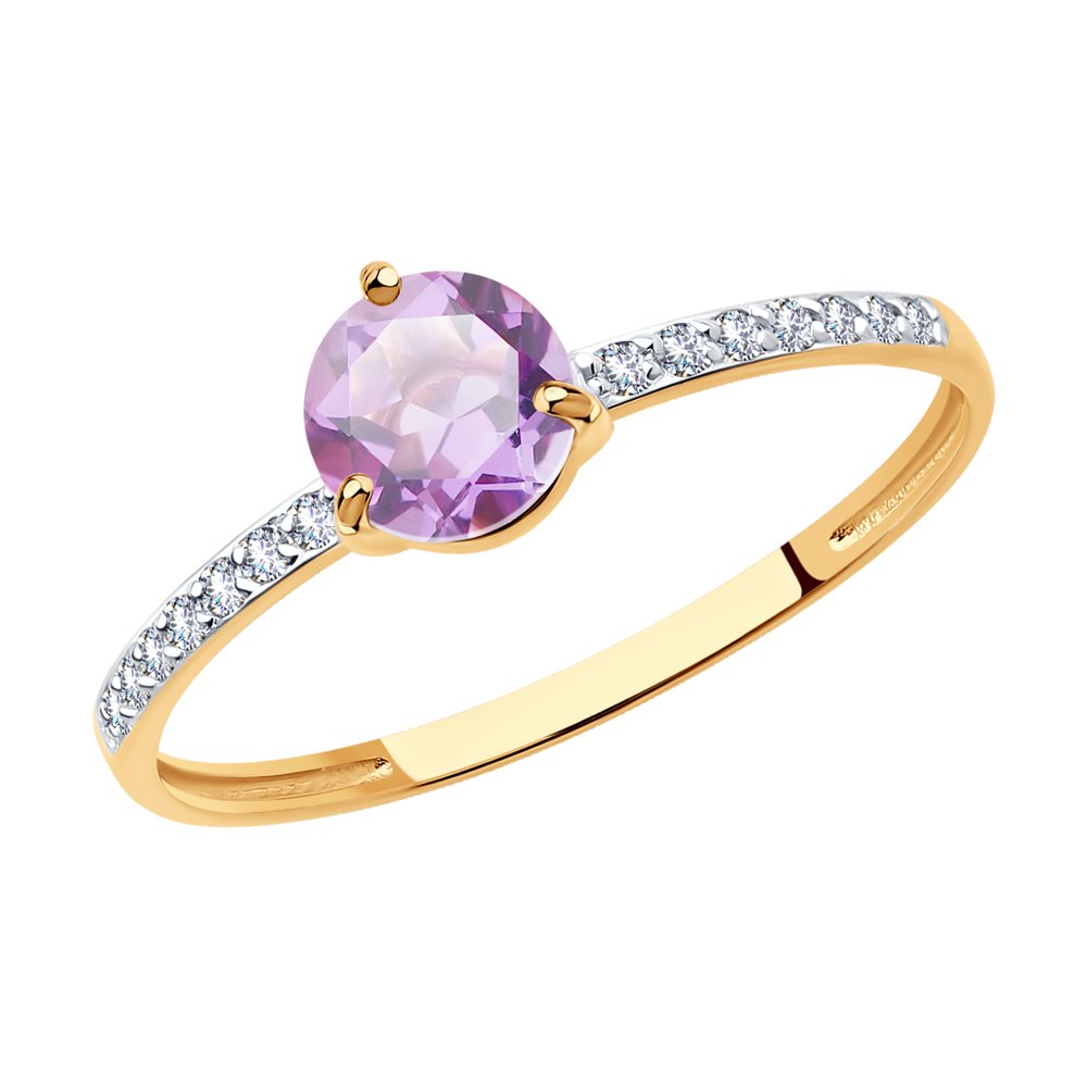 фото Кольцо из красного золота с фианитом р. 18,5 sokolov 716107