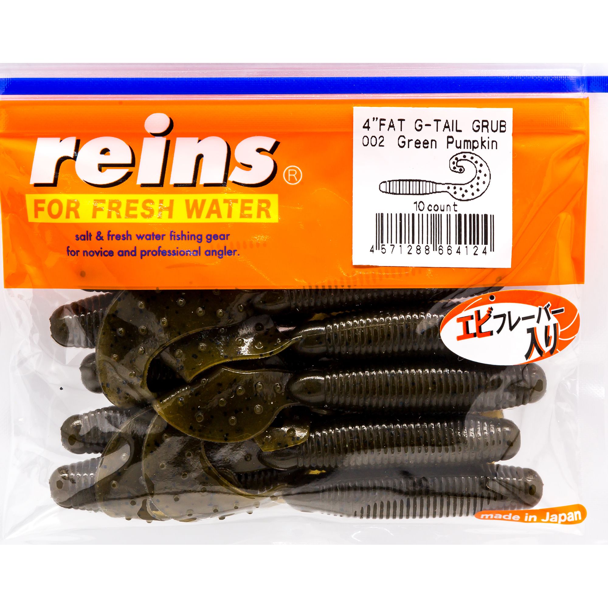 Силиконовая приманка Reins Fat Gtail Grub 105 мм цвет 002 Green Pumpkin 10 шт, Fat Gtail Grub
Силиконовая приманка Reins Fat Gtail Grub 105 мм цвет 002 Green Pumpkin 10 шт, Fat Gtail Grub