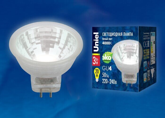 Лампа светодиодная, 220V. Белый свет (4000K) LED-MR11-3W/NW/GU4/220V GLZ21TR UL-00001703
Лампа светодиодная, 220V. Белый свет (4000K) LED-MR11-3W/NW/GU4/220V GLZ21TR UL-00001703