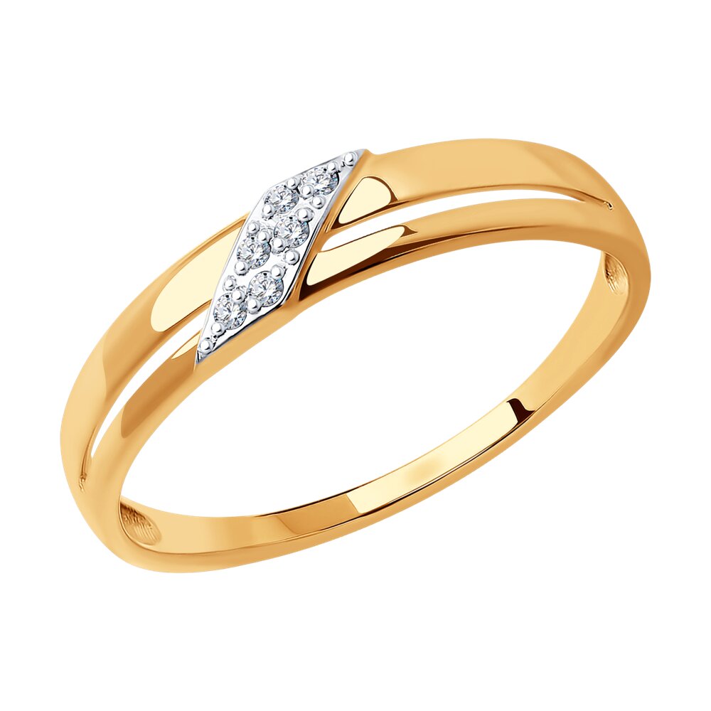 фото Кольцо из красного золота с фианитом р. 18 diamant 51-110-01611-1