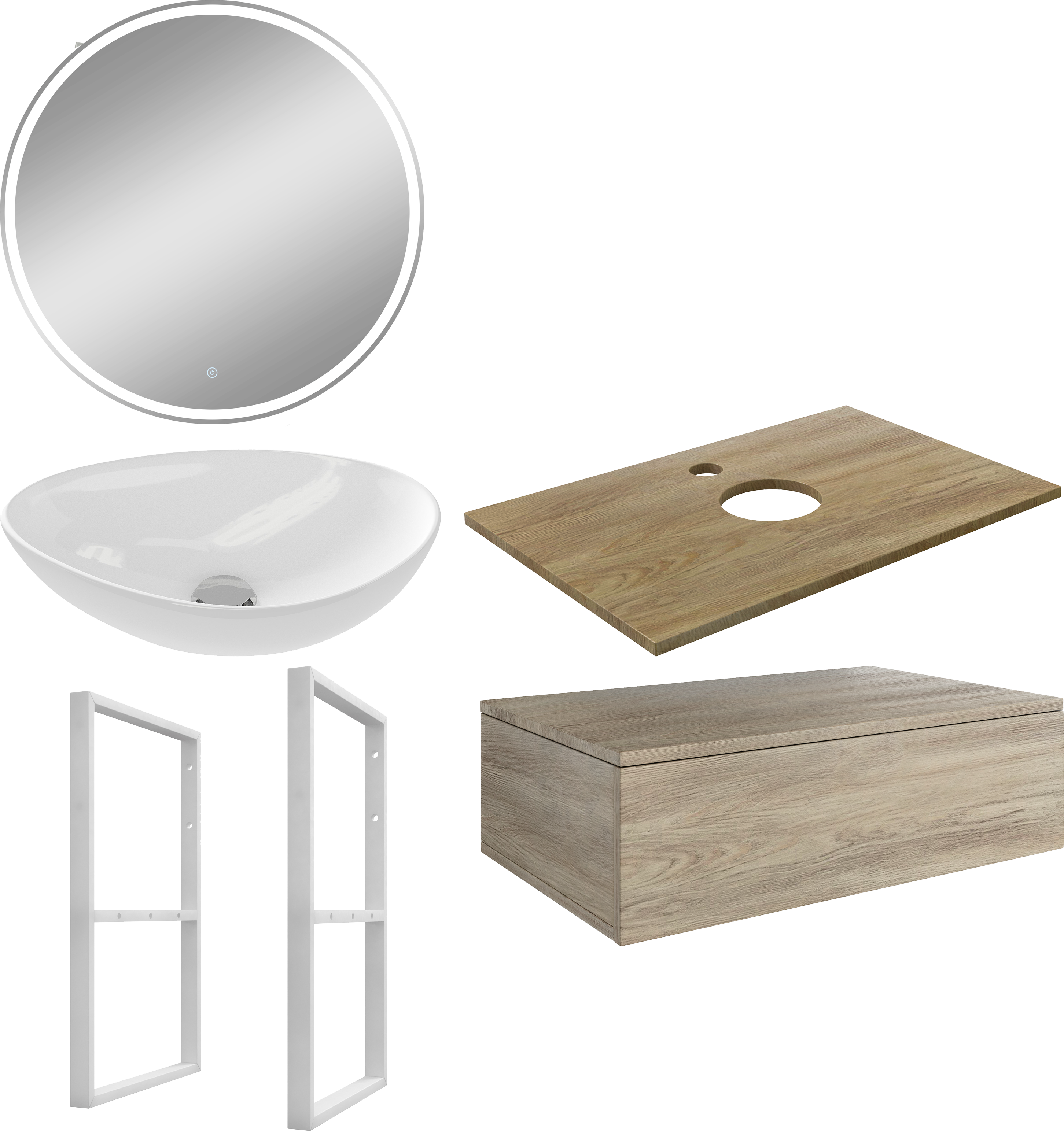 фото Мебель для ванной diwo элиста 80 светлое дерево с раковиной moduo 55 leaf