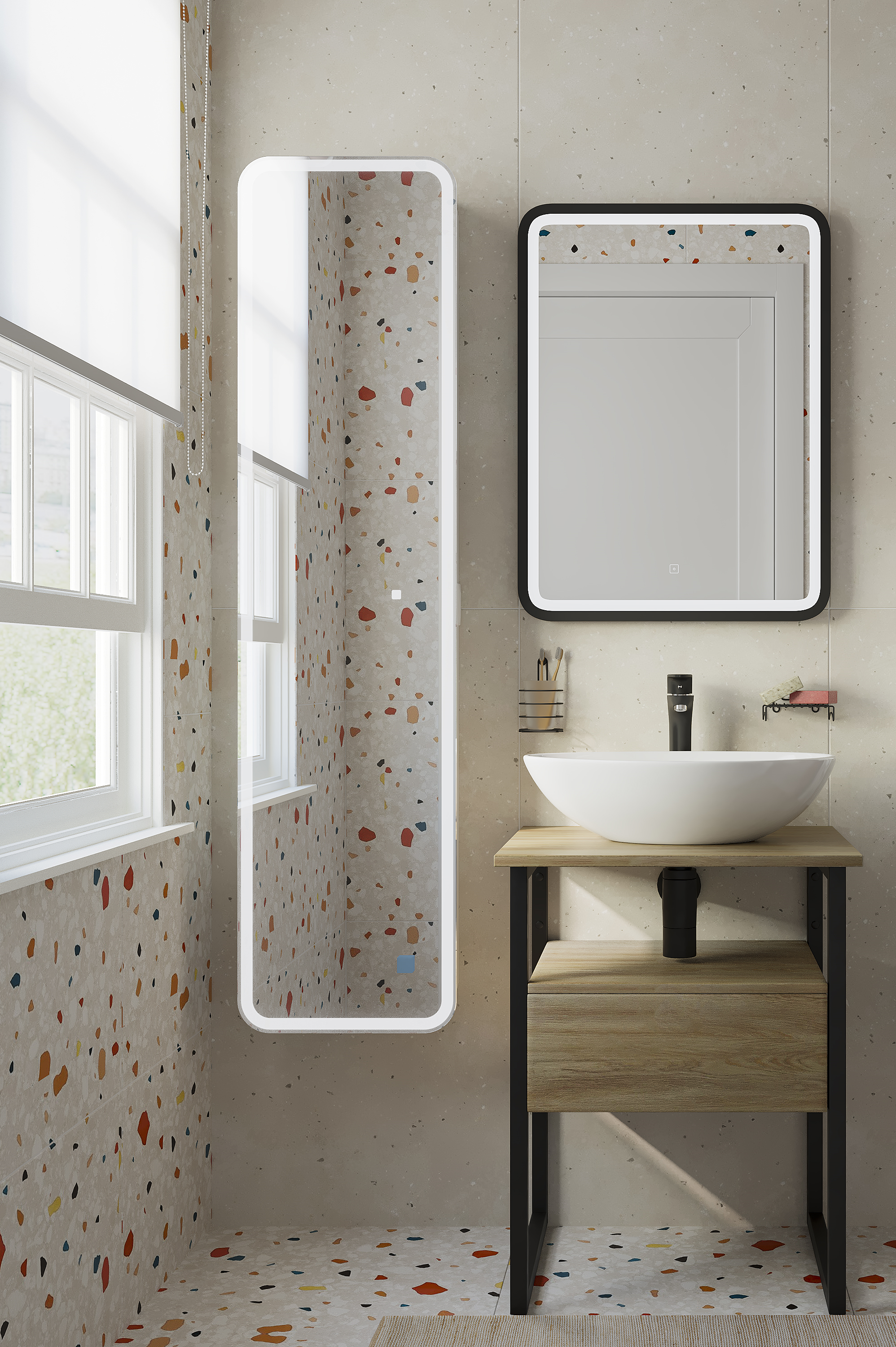 фото Мебель для ванной diwo элиста 60 светлое дерево, столешница светлое дерево с раковиной mod