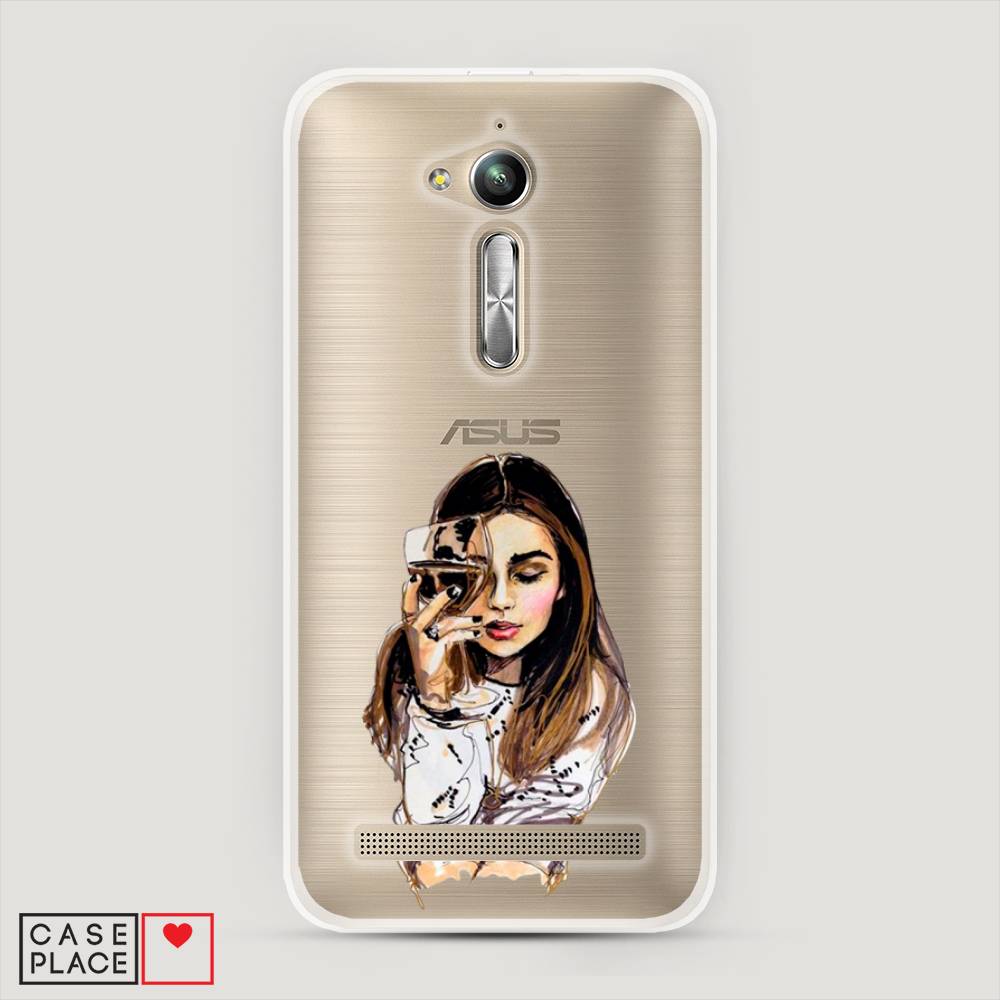фото Чехол awog "девушка с бокалом" для asus zenfone go zb500kg
