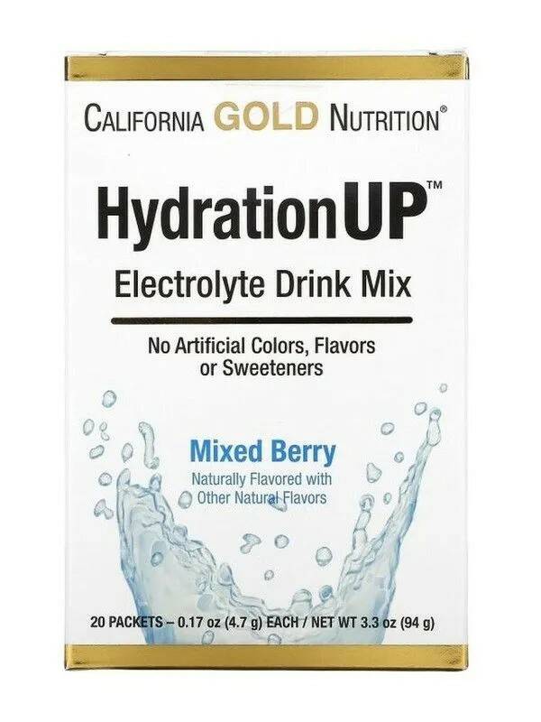 California Gold Nutrition, HydrationUP, Electrolyte Drink Mix, 20 Packets x 4.7g (Ягоды)
California Gold Nutrition, HydrationUP, Electrolyte Drink Mix, 20 Packets x 4.7g (Ягоды)