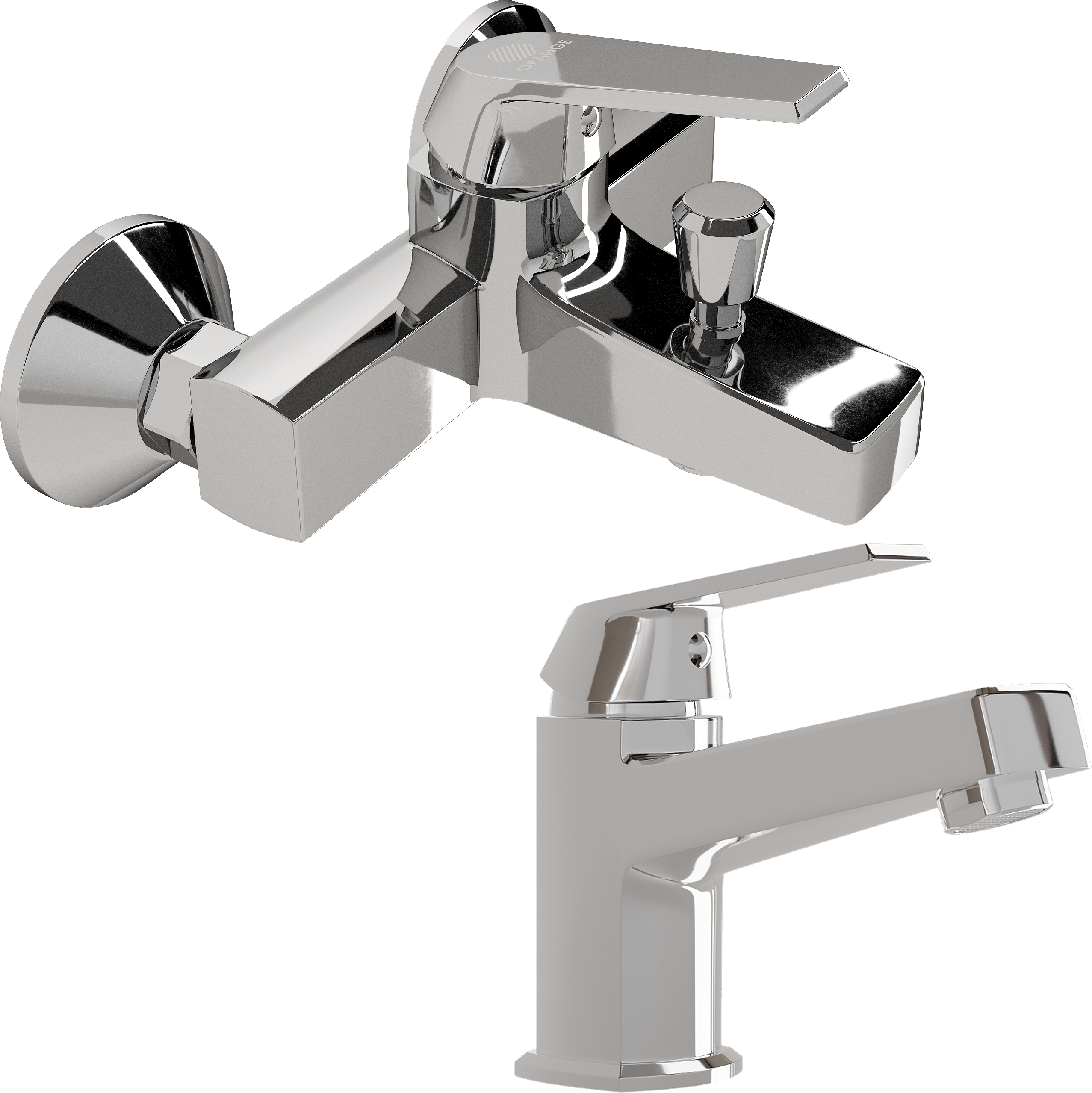 фото Комплект смеситель для раковины sm-02cr + смеситель для ванны с душем sm-03cr diwo