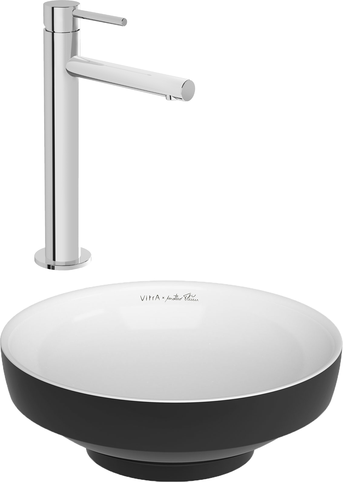 фото Комплект раковина vitra water jewels 4334b097 круглая + смеситель vitra origin для раковин