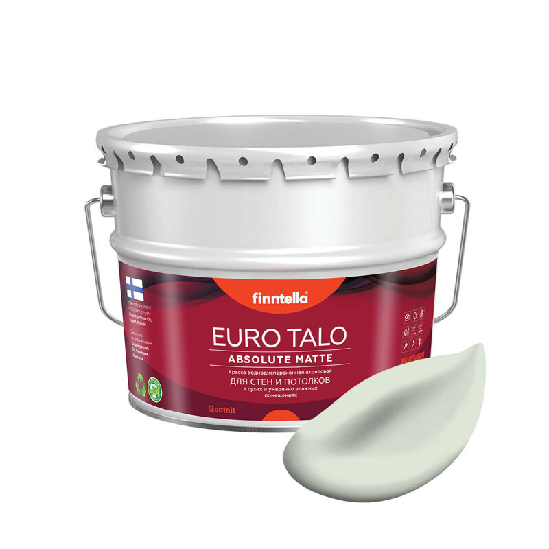 Краска EURO TALO, MINTTU светло-зелёный, 9л, Зеленый, экстраматовая EURO TALO FlatMatte для гостиной и спальни
Краска EURO TALO, MINTTU светло-зелёный, 9л, Зеленый, экстраматовая EURO TALO FlatMatte для гостиной и спальни