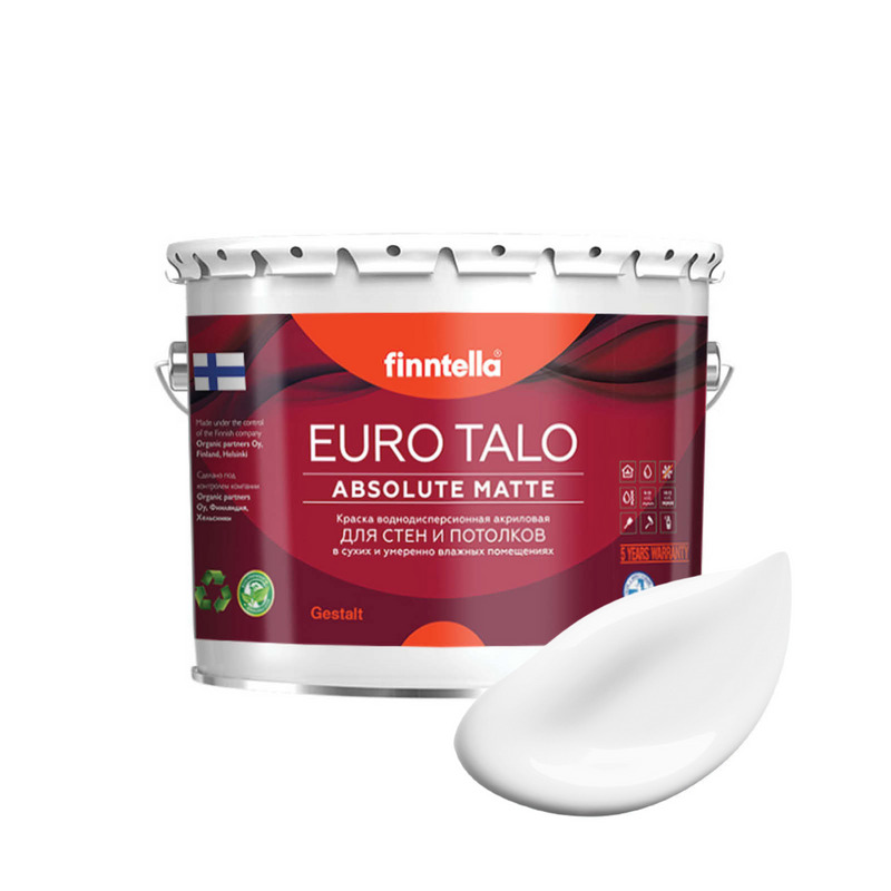Краска EURO TALO, LUMI белый, 2,7л, экстраматовая EURO TALO FlatMatte для гостиной и спальни
Краска EURO TALO, LUMI белый, 2,7л, экстраматовая EURO TALO FlatMatte для гостиной и спальни