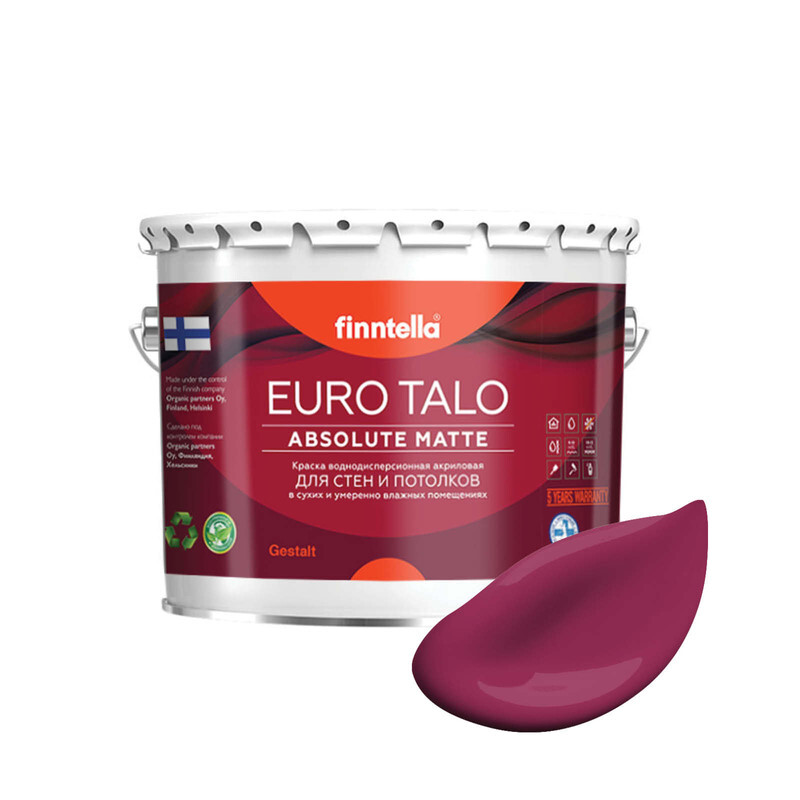 Краска EURO TALO, KIRSIKKA светлая вишня, 2,7л, Бордовый, экстраматовая EURO TALO FlatMatte для гостиной и спальни
Краска EURO TALO, KIRSIKKA светлая вишня, 2,7л, Бордовый, экстраматовая EURO TALO FlatMatte для гостиной и спальни