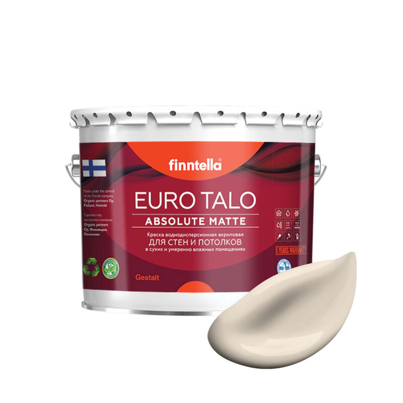 Краска EURO TALO, цвет MANTELI , 2,7л, Бежевый, экстраматовая EURO TALO FlatMatte для гостиной и спальни
Краска EURO TALO, цвет MANTELI , 2,7л, Бежевый, экстраматовая EURO TALO FlatMatte для гостиной и спальни
