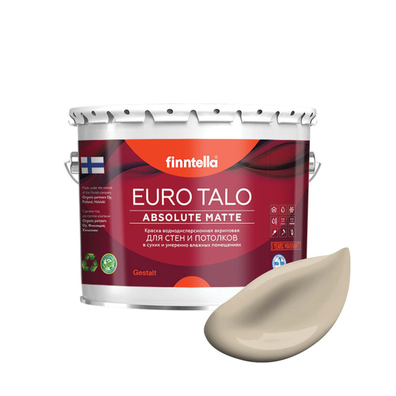 Краска EURO TALO, цвет KENTTА, 2,7л, Бежевый, экстраматовая EURO TALO FlatMatte для гостиной и спальни
Краска EURO TALO, цвет KENTTА, 2,7л, Бежевый, экстраматовая EURO TALO FlatMatte для гостиной и спальни