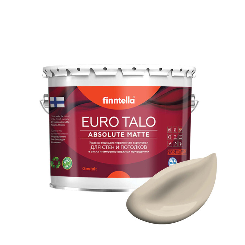 Краска EURO TALO, цвет RUOKO, 2,7л, Бежевый, экстраматовая EURO TALO FlatMatte для гостиной и спальни
Краска EURO TALO, цвет RUOKO, 2,7л, Бежевый, экстраматовая EURO TALO FlatMatte для гостиной и спальни