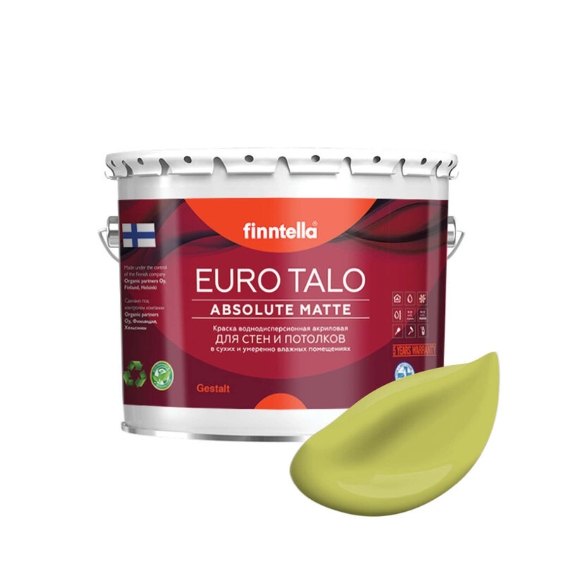 Краска EURO TALO, цвет LАHTEE, 2,7л, Зеленый, экстраматовая EURO TALO FlatMatte для гостиной и спальни
Краска EURO TALO, цвет LАHTEE, 2,7л, Зеленый, экстраматовая EURO TALO FlatMatte для гостиной и спальни