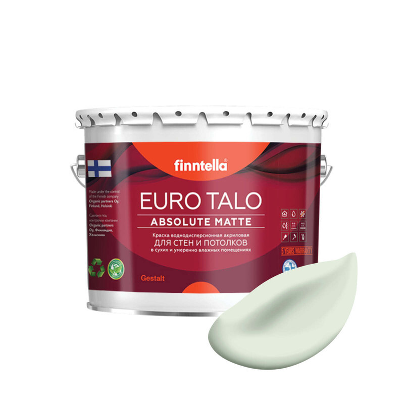 Краска EURO TALO, KALPEA бледно-зеленый, 2,7л, экстраматовая EURO TALO FlatMatte для гостиной и спальни
Краска EURO TALO, KALPEA бледно-зеленый, 2,7л, экстраматовая EURO TALO FlatMatte для гостиной и спальни
