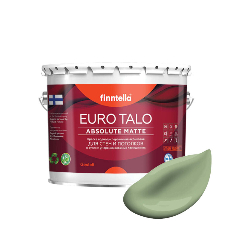 Краска EURO TALO, цвет SYPRESSI, 2,7л, Зеленый, экстраматовая EURO TALO FlatMatte для гостиной и спальни
Краска EURO TALO, цвет SYPRESSI, 2,7л, Зеленый, экстраматовая EURO TALO FlatMatte для гостиной и спальни