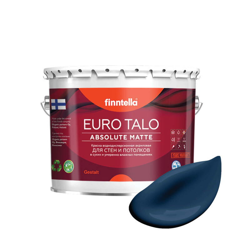 Краска EURO TALO, цвет KESKIYO, 2,7л, Синий, экстраматовая EURO TALO FlatMatte для гостиной и спальни
Краска EURO TALO, цвет KESKIYO, 2,7л, Синий, экстраматовая EURO TALO FlatMatte для гостиной и спальни