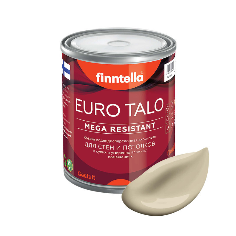 Краска EURO TALO, цвет KEVYT SAVI, 0,9л, Бежевый, экстраматовая EURO TALO FlatMatte для гостиной и спальни
Краска EURO TALO, цвет KEVYT SAVI, 0,9л, Бежевый, экстраматовая EURO TALO FlatMatte для гостиной и спальни
