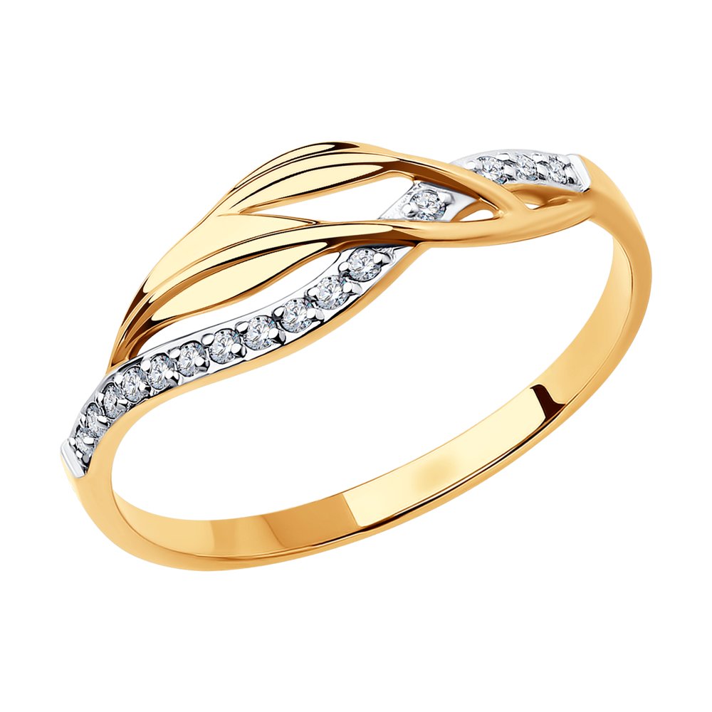 фото Кольцо из красного золота с фианитом р. 15,5 sokolov 018842