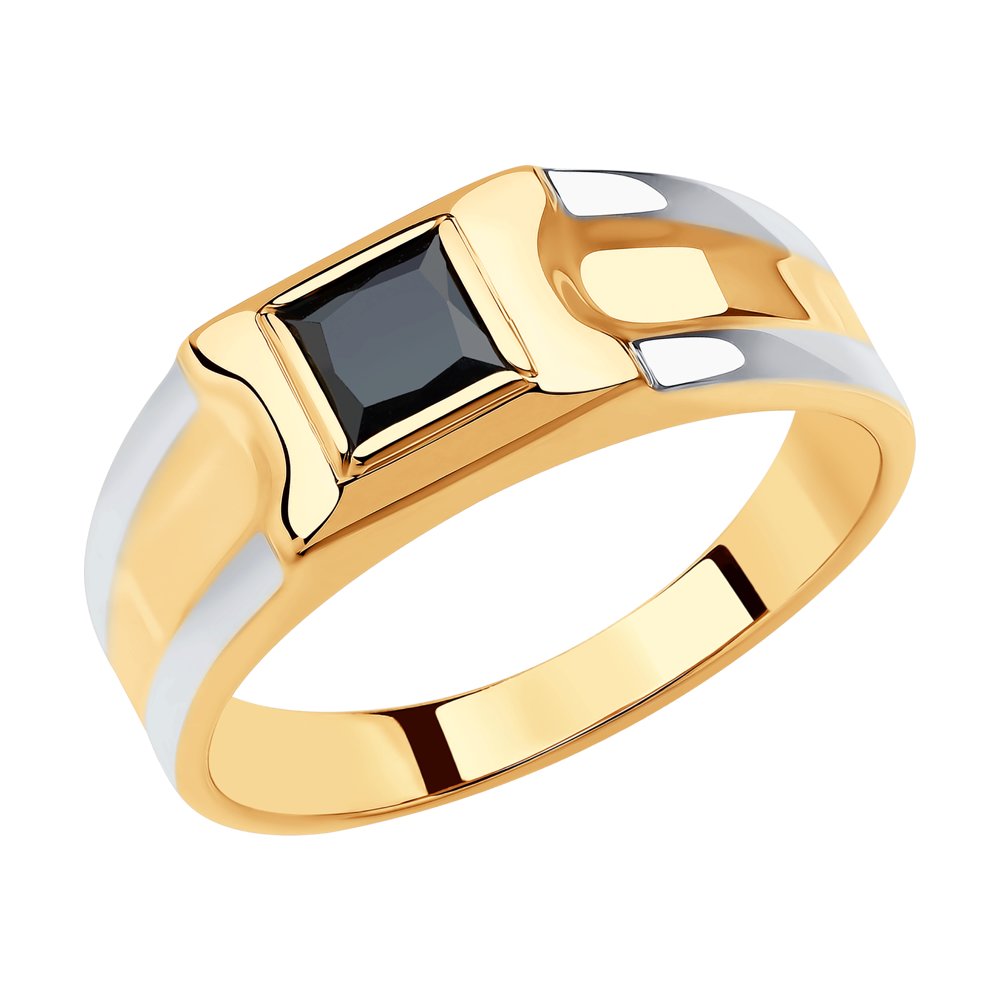 фото Кольцо печатка из красного золота с фианитом р. 22 sokolov 018403