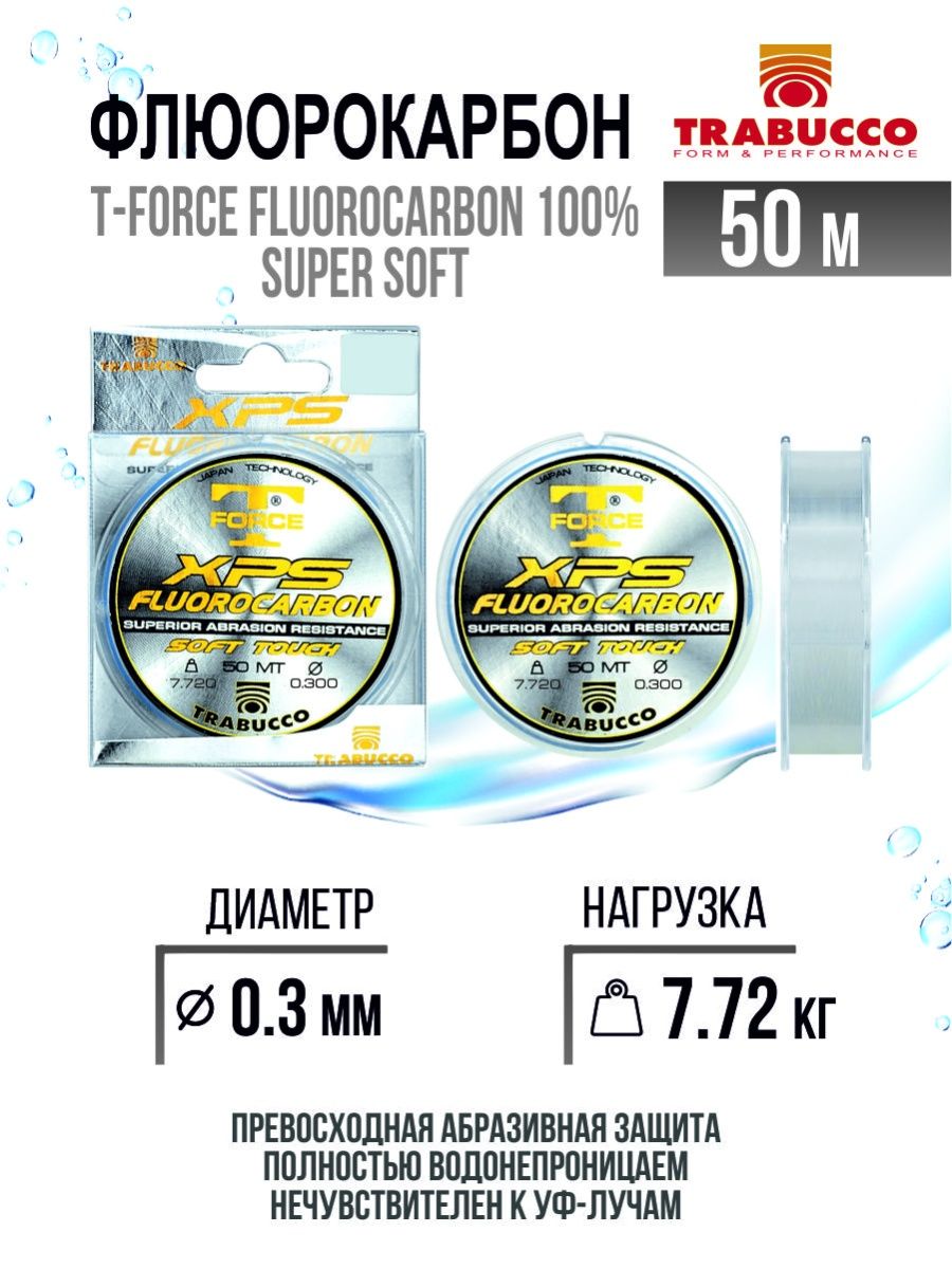 Флюорокарбон Trabucco T-Force XPS Fluorocarbon 100% Super Soft 50m Clear 0.300mm/7.72kg, T-Force XPS Fluorocarbon
Флюорокарбон Trabucco T-Force XPS Fluorocarbon 100% Super Soft 50m Clear 0.300mm/7.72kg, T-Force XPS Fluorocarbon