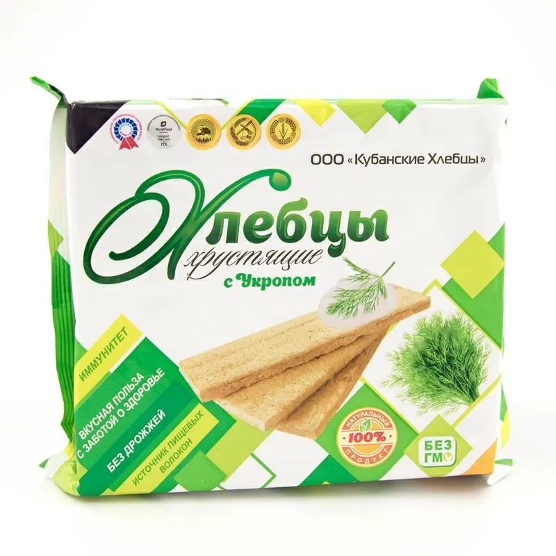 Хлебцы Кубанские хрустящие с укропом, 100 г х 24 шт, Хлебцы КУБАНСКИЕ хрустящие С УКРОПОМ 100 гр. х 24 шт.
Хлебцы Кубанские хрустящие с укропом, 100 г х 24 шт, Хлебцы КУБАНСКИЕ хрустящие С УКРОПОМ 100 гр. х 24 шт.
