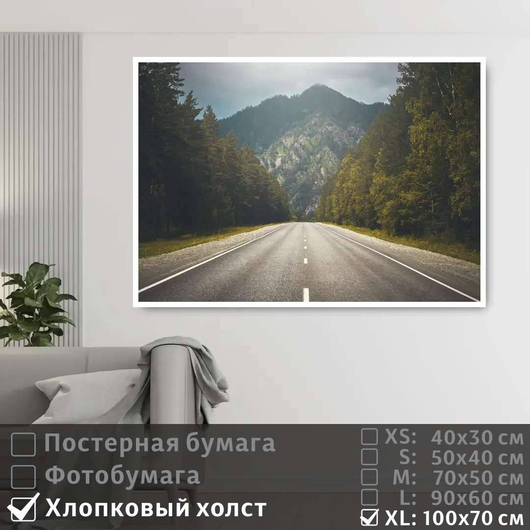 Постер на холсте ПолиЦентр Дальняя дорога в горы вдоль соснового леса 100х70 см, ДальняяДорогаВГорыВдольСосновогоЛеса1
Постер на холсте ПолиЦентр Дальняя дорога в горы вдоль соснового леса 100х70 см, ДальняяДорогаВГорыВдольСосновогоЛеса1