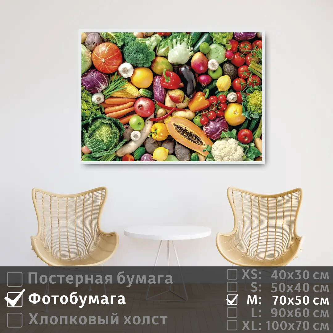 Постер на фотобумаге ПолиЦентр Красочные овощи и фрукты для здоровья 70х50 см, КрасочныеОвощиИФруктыДляЗдоровья 
Постер на фотобумаге ПолиЦентр Красочные овощи и фрукты для здоровья 70х50 см, КрасочныеОвощиИФруктыДляЗдоровья