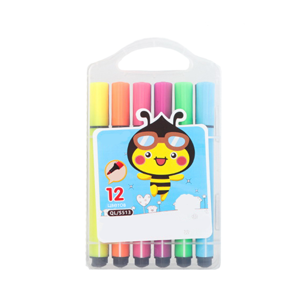 фото Набор цветных фломастеров на водн осн разн цв 12шт микс 15х7х3см little rainbow lr-set-07