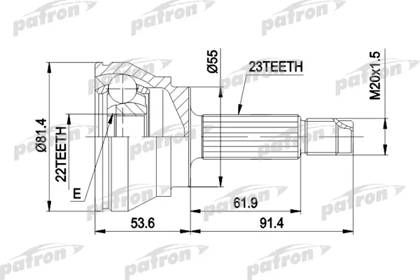 ШРУС наружн к-кт 23x55x22 FORD: ESCORT 1.3-1.8 80-90, ORION 1.4-1.6 9.82- PATRON PCV1014
ШРУС наружн к-кт 23x55x22 FORD: ESCORT 1.3-1.8 80-90, ORION 1.4-1.6 9.82- PATRON PCV1014
