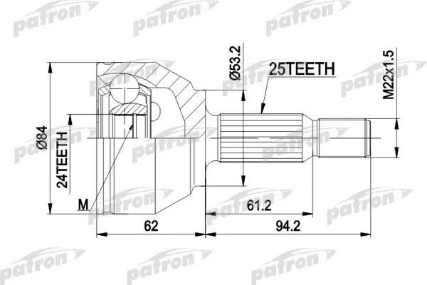 ШРУС наружн к-кт 25x52.6x24 FORD: FOCUS 98 - 04, FOCUS универсал 99 - 04 PATRON PCV1511
ШРУС наружн к-кт 25x52.6x24 FORD: FOCUS 98 - 04, FOCUS универсал 99 - 04 PATRON PCV1511