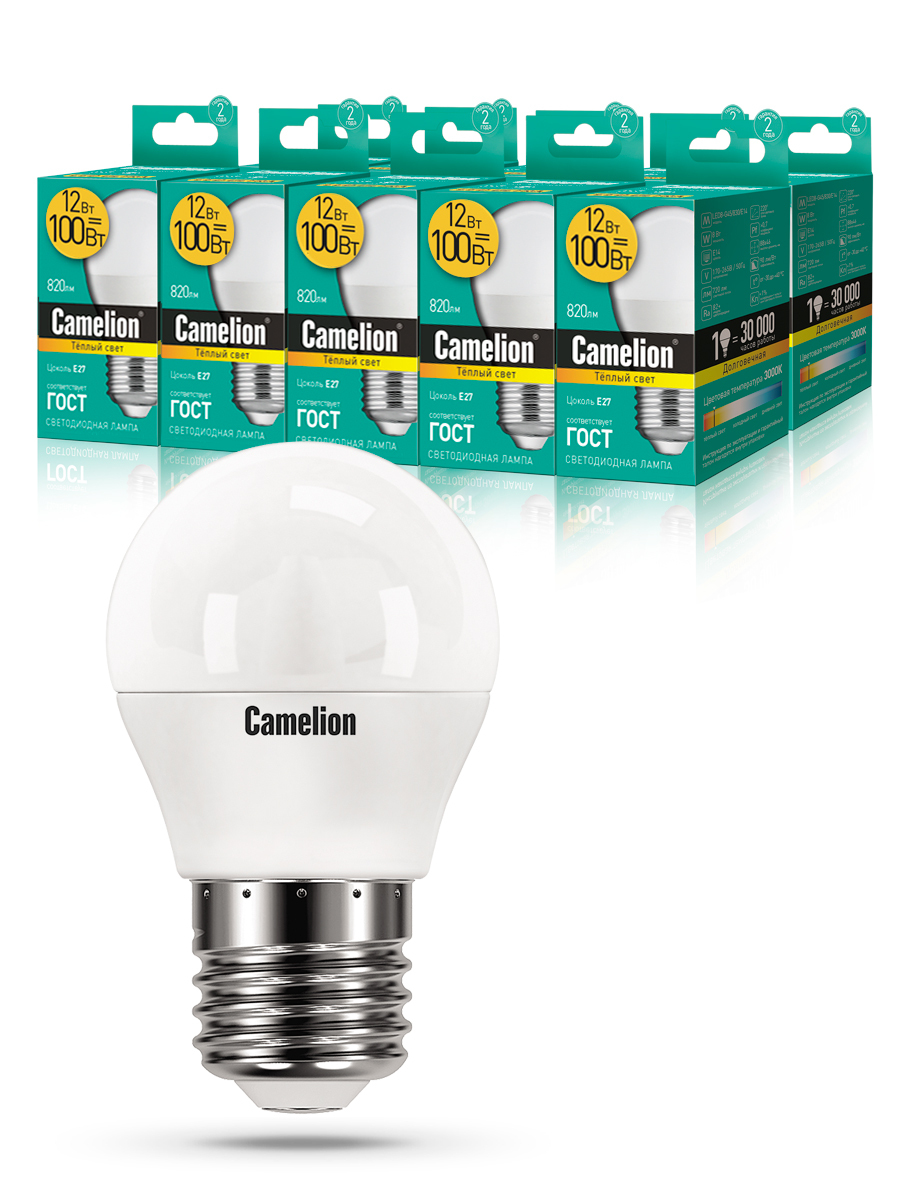 Набор из 10 светодиодных лампочек Camelion LED 12W 3000K E27 10-13694, LED/C/G45/12W/10
Набор из 10 светодиодных лампочек Camelion LED 12W 3000K E27 10-13694, LED/C/G45/12W/10