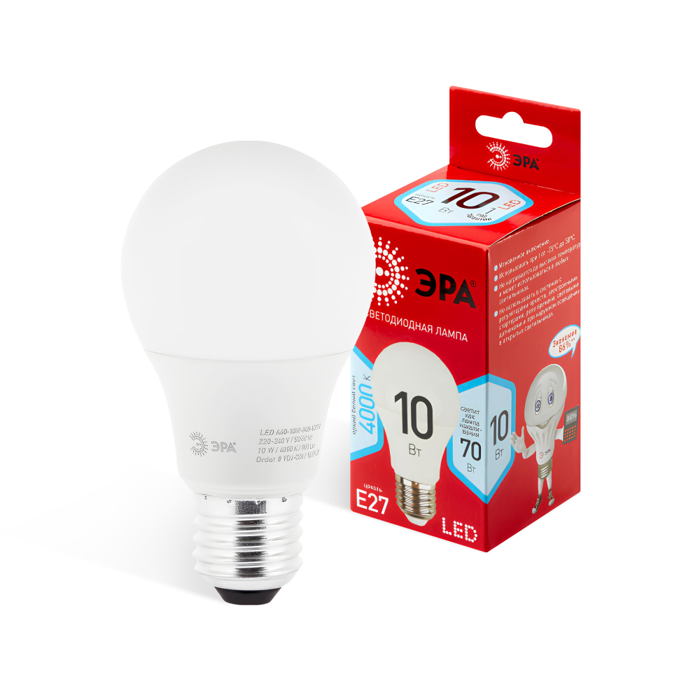 Лампочка Эра Red Line Led A60-10W-840-E27 светодиодная, нейтральный белый свет, серия Red Line A60
Лампочка Эра Red Line Led A60-10W-840-E27 светодиодная, нейтральный белый свет, серия Red Line A60