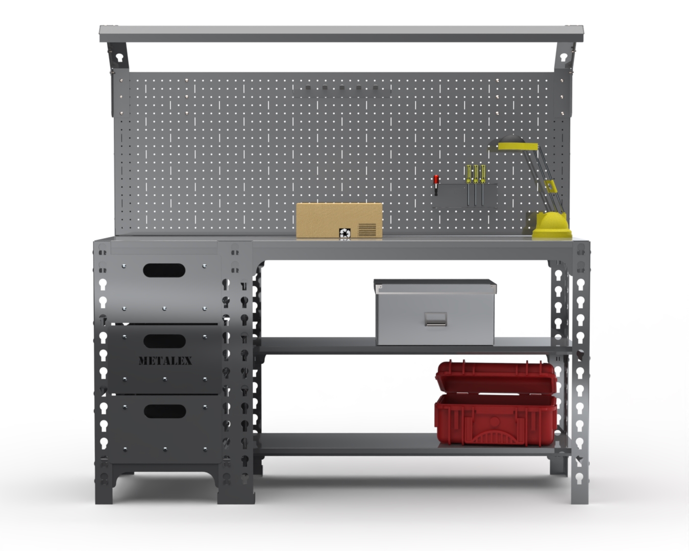 Стол металлический Metalex серия SUN 750х1200х400 (с выдвижными ящиками, панелью, серый
Стол металлический Metalex серия SUN 750х1200х400 (с выдвижными ящиками, панелью, серый