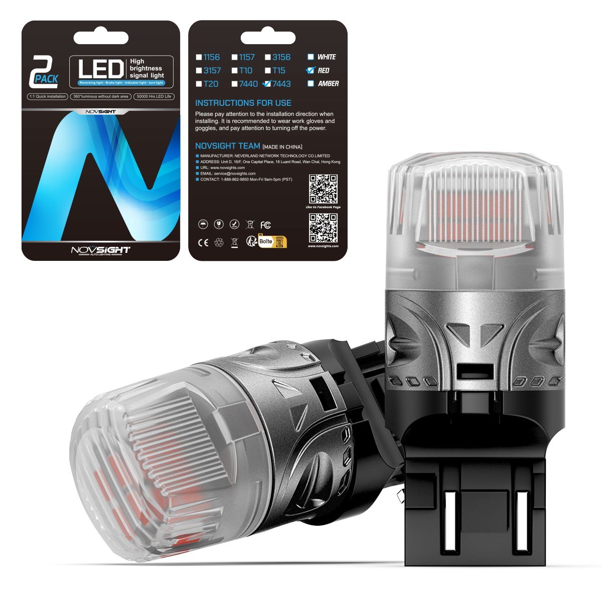 Светодиодная лампа Novsight SL9 T20 7443 W21/5W цоколь W3x16q 2шт двухконтактная красные, Автомобильная лампа
Светодиодная лампа Novsight SL9 T20 7443 W21/5W цоколь W3x16q 2шт двухконтактная красные, Автомобильная лампа
