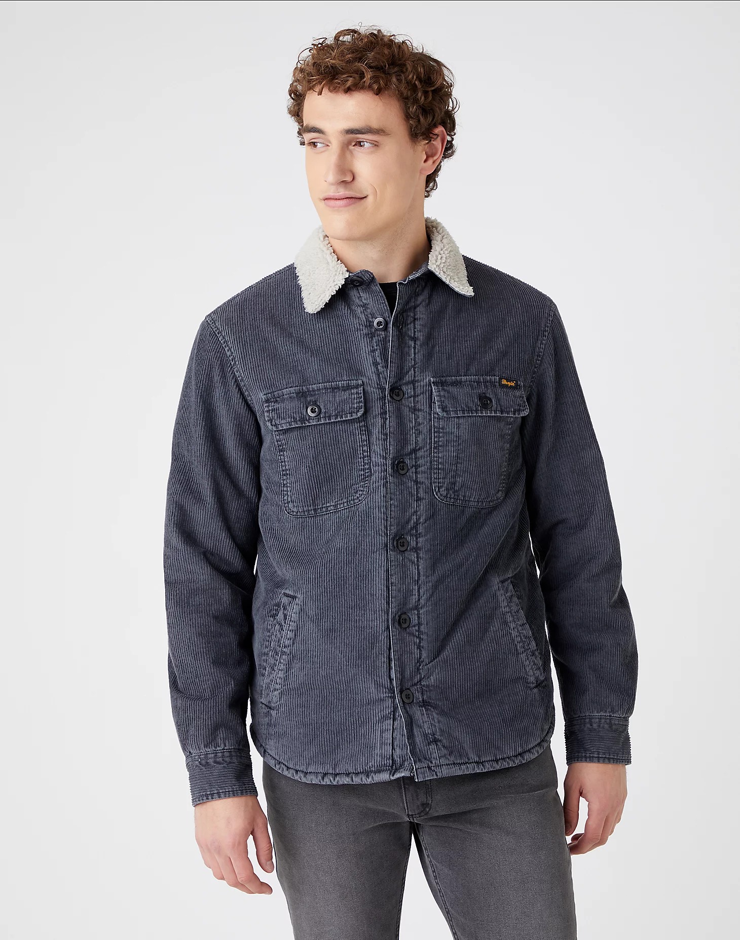 фото Рубашка мужская wrangler w5b3x2378 серая xl