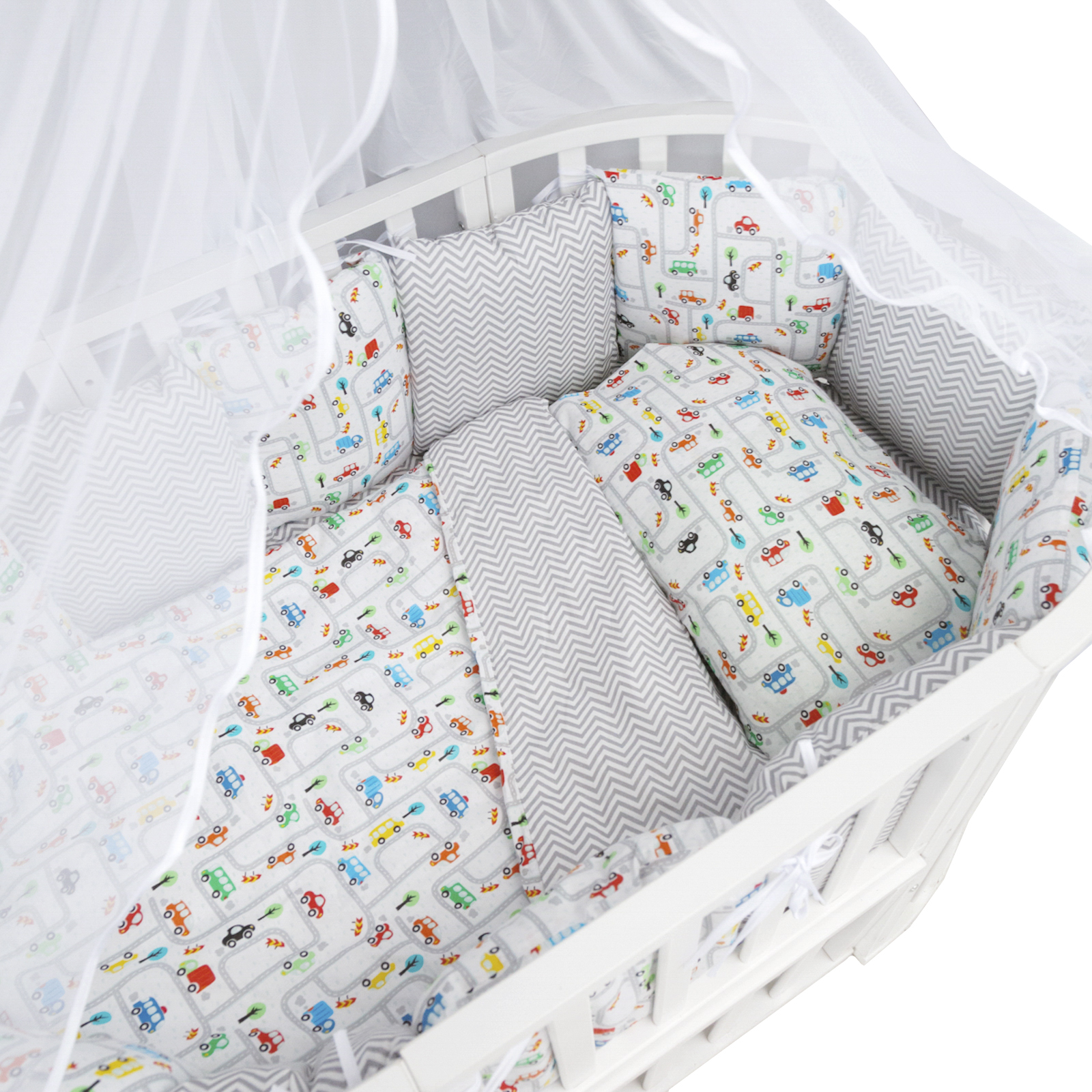 Комплект в кроватку Amarobaby Premium 18 пр. Дорога, белый/серый (поплин), AMARO-3018
Комплект в кроватку Amarobaby Premium 18 пр. Дорога, белый/серый (поплин), AMARO-3018