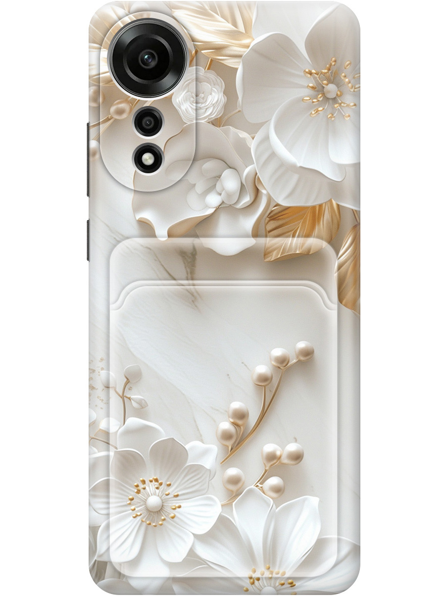 Силиконовый чехол на Oppo A78 4G с принтом "Бело-золотые цветы" с карманом для карты, Золотистый;белый;прозрачный, 782630023
Силиконовый чехол на Oppo A78 4G с принтом "Бело-золотые цветы" с карманом для карты, Золотистый;белый;прозрачный, 782630023
