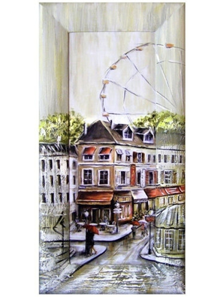 фото Картина для декора интерьера на стену в деревянной раме париж колесо обозрения 20х50 декарт