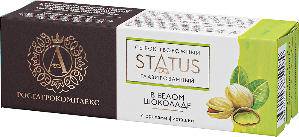 Сырок глазированный Ростагрокомплекс Status в белом шоколаде, с фисташкой, 26%, 50 г
Сырок глазированный Ростагрокомплекс Status в белом шоколаде, с фисташкой, 26%, 50 г