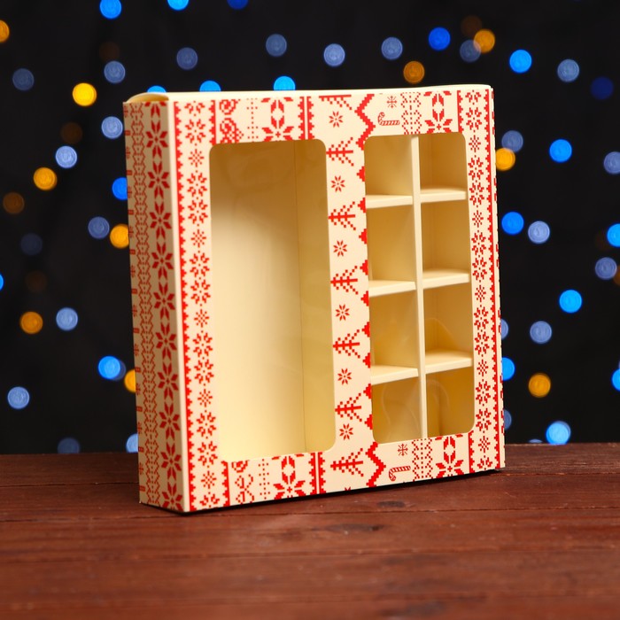 Коробка для конфет, 8 конфет и шоколадка, 17,7 х 17,7 х 3,8 см Вязанка, Бежевый;красный
Коробка для конфет, 8 конфет и шоколадка, 17,7 х 17,7 х 3,8 см Вязанка, Бежевый;красный