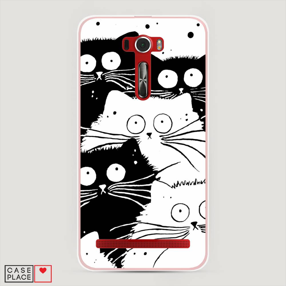 фото Чехол awog "коты черно-белые" для asus zenfone 2 ze601kl