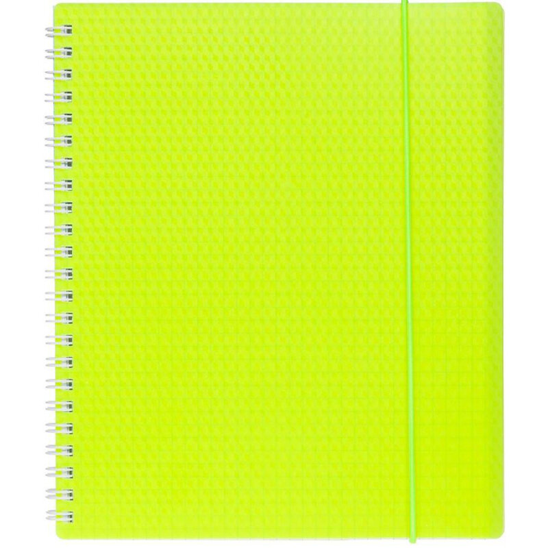 фото Бизнес-тетрадь а5,80л,кл,обл.пласт,греб,на резинке,diamond neon желт.054425, 1572512 hatber