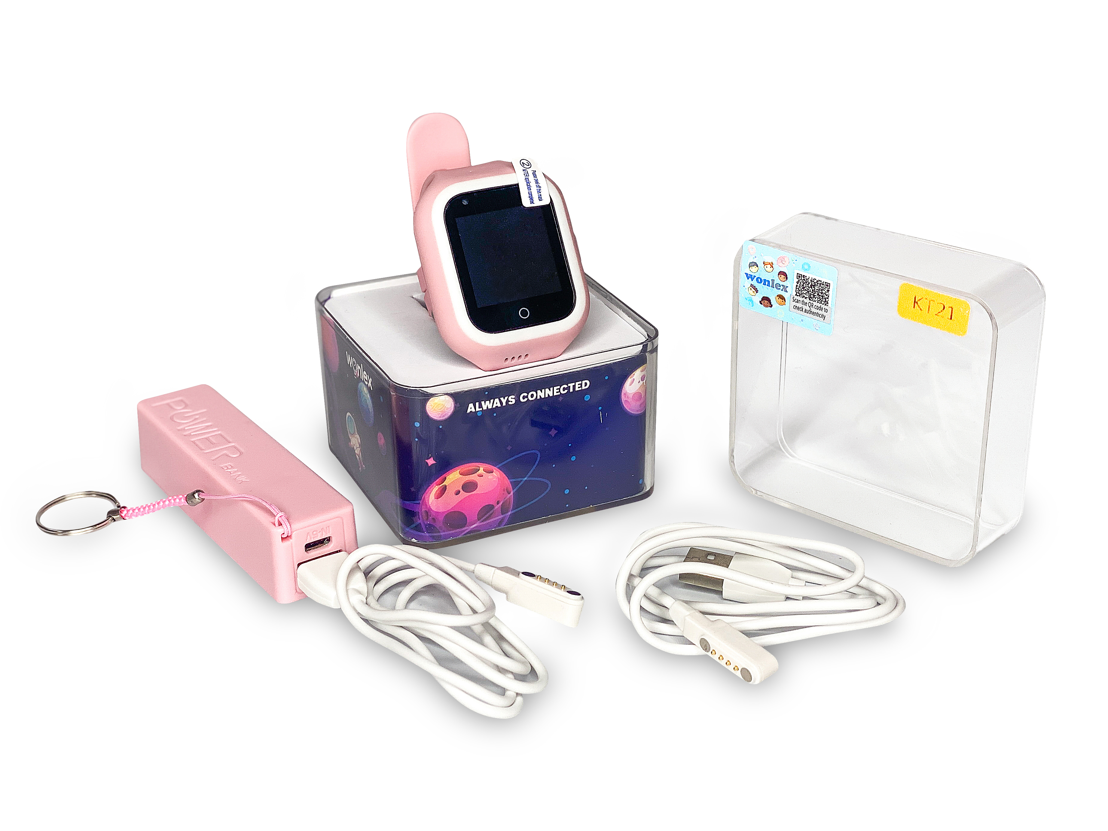 фото Часы smart baby watch wonlex kt21 + переносной аккумулятор и второй зарядный шнур розовый