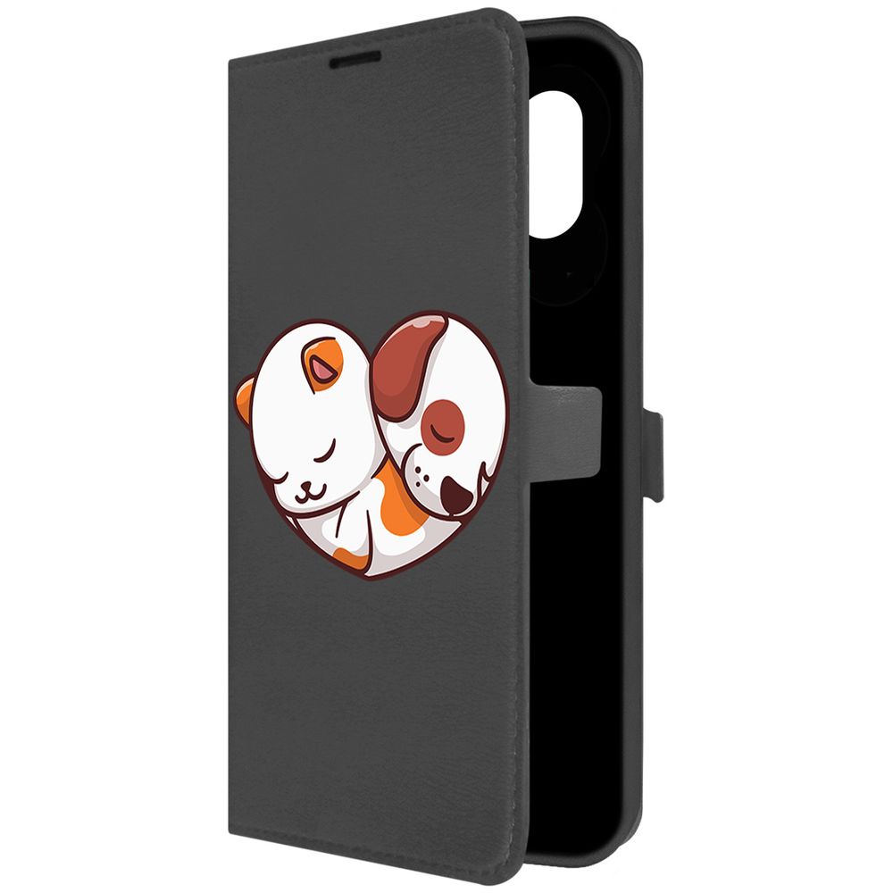 Чехол-книжка Krutoff Eco Book для Samsung Galaxy M04 (M045) Котёнок и Щенок (черный)